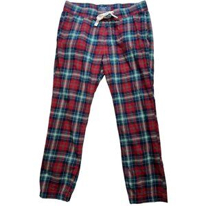 Abercrombie & Fitch Women Lounge Sleep Pants Stretch Sz L Red Blue Caroler Plaid